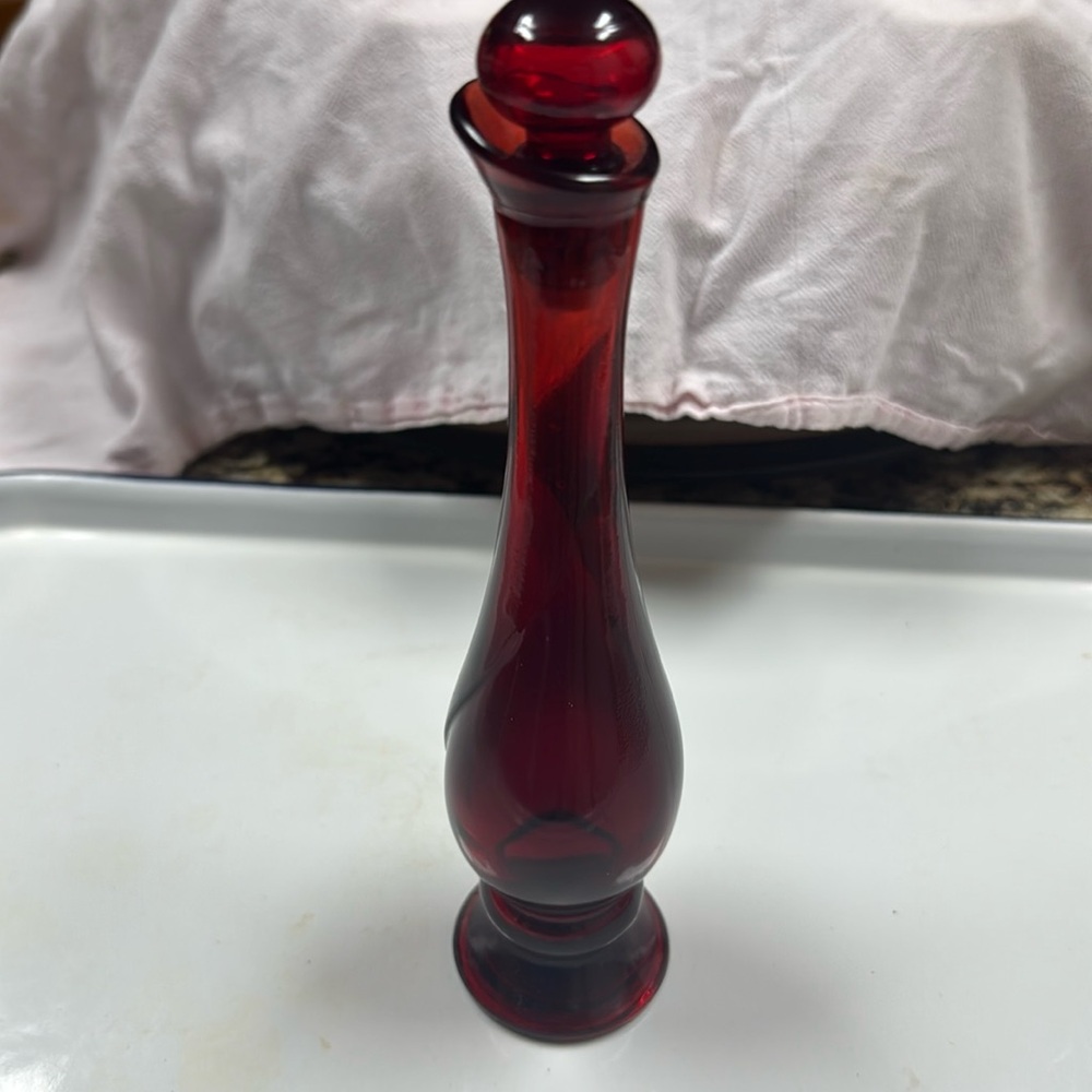 Bottle Vintage Red Ruby Avon Bud Vase Perfume Bottle with Stopper